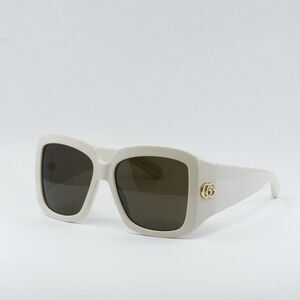 Gucci GG1402S 004 Women Sunglasses Ivory Square Frame, Brown Lenses